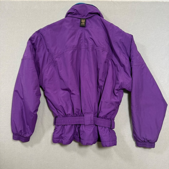 Helly Hansen Vintage Purple Retro Belted 80s 90s Snow Alpine Ski Jacket Women L - Picture 3 of 16